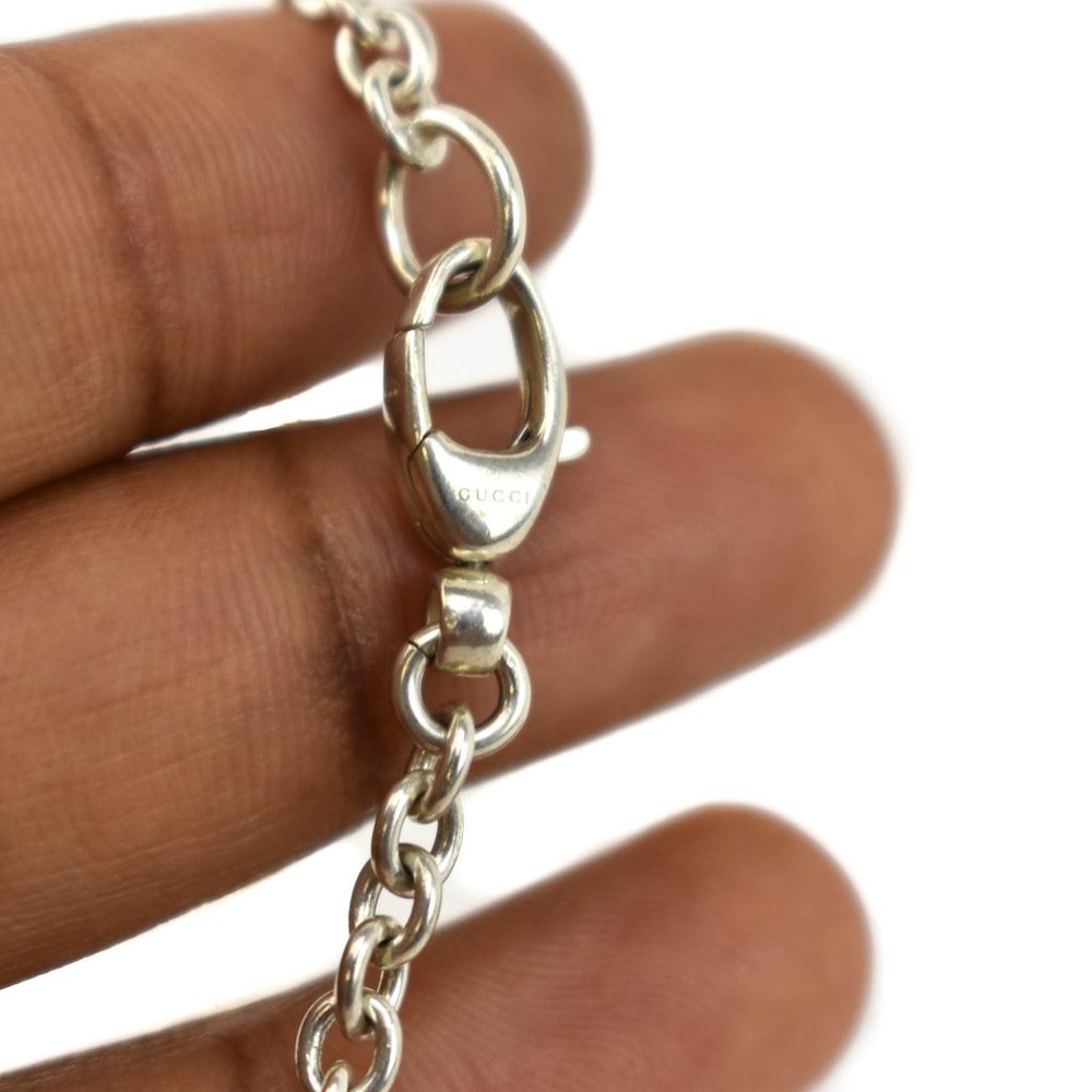 GUCCI Sterling Silver "GG" Medallion Necklace #1393 - Picture 6 of 7